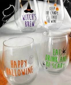Budget 😉 GOTHIC GIFTS Ghosts ⌛ Halloween | STEMLESS WINE GLASS SET* ⌛