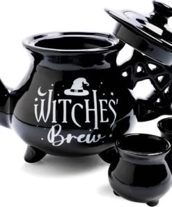 Brand new 🌟 HOMEWARES Gothic Homewares Witches' Brew Cauldron | TEA SET 🥰 -Beserk Home Store homewares witches brew cauldron tea set 2 700x700