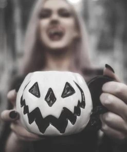 Budget 👏 LIVELY GHOSTS Gothic Homewares Haunted Hallows [White Pumpkin] | MUG [LIMITED] 🧨