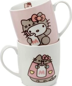 Promo 😍 Cats Hello Kitty & Pusheen | PORCELAIN MUGS [Set Of 2] 😍